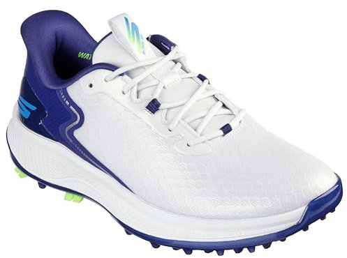 Skechers Men's Go Golf Blade Gf Slip-Ins Sneaker, White Synthetic /Navy Trim /Blue Trim, 11 UK