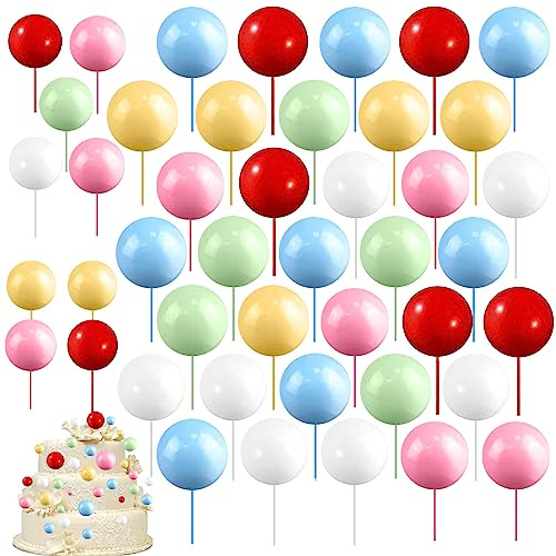 Tortendeko Kugeln,108 Stück Kuchen Dekoration Kugel Schaumkugeln Cupcake Topper DIY Kuchen Insert Topper Geburtstag Kuchen Dekoration, für Geburtstag Hochzeit Bedarf Deko (Gemischte Farbe)