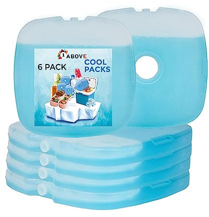 1ABOVE Reusable Ice Pack Blocks, Long Lasting Reusable Family Pack Ice Block for Cool Box, Cooler Bag, Lunch box & bag to Keeps Drink, Food, Lunchboxes Cool (6)