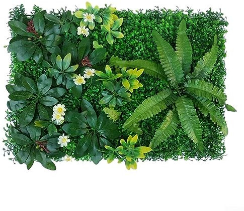 URPIZY Gazon artificiel vert artificiel panneaux carrés en plastique Plante artificielle Plante artificielle Décoration murale de la maison, #2