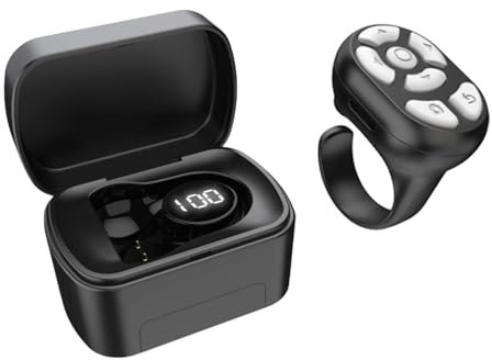 Bluetooth-Fernbedienung für TikTok-Seitenwender, Scroll-Ring-Clicker für Neuartige Kamera-Videoaufnahmen, Auslöser-Selfie-Taste, Fingerfernbedienung für iPhone für (Schwarz)