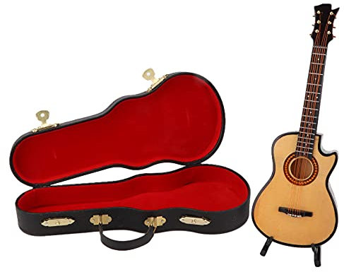QANYEGN Nachbildung Einer Mini Gitarre aus Holz, Miniatur Gitarre Modell, Holz Mini Modell Simulation Musikinstrument für Home Office Decor