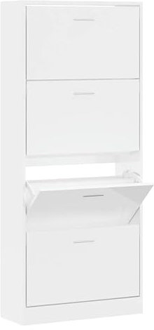 vidaXL Mueble Zapatero Armario Pasillo Entrada Estante Almacenamiento Organizador Sala de Estar Dormitorio Madera Contrachapada Blanco Brillo