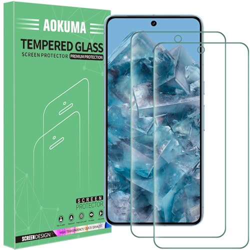 AOKUMA Verre Trempé compatible Google Pixel 8 Pro, [Lot de 2] Protection d'écran Pour Google Pixel 8 Pro [0.26mm] [Extrêmement résistant aux rayures] [Haute définition][Facile à installer]