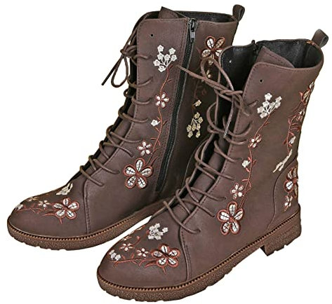 riou Stivaletti Stivali Invernali Scarpe da Donna Bassi Eleganti Anfibi Boot Anfibi Donna Bassi Stivali Donna Gambale Curvy Pianta Larga Comoda Chiusura Fodera Calda Suola Interna