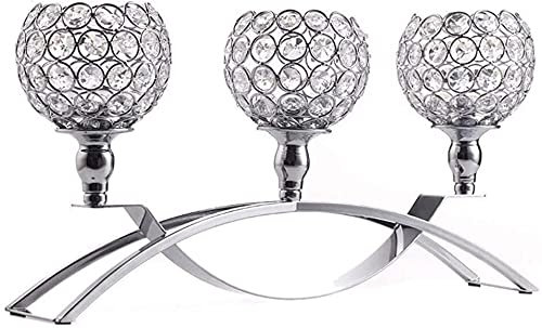 KeuLen Bougeoirs, décoration de Table, Accessoires de Maison Modernes, bougeoir Rond en Cristal argenté, 3 Branches sur Pied for décoration de Table de Mariage, doré