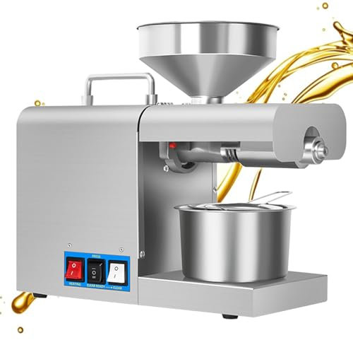 Kitchen Oil Press Machine Electric Automatic Oil Press Extractor Organic Oil Expeller for Avocado Coconut Flax Peanut Castor Hemp Commercial Grade 820W