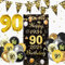 Seutgjie 90 Geburtstag Deko für Mann Frauen Lange Banner Hintergrund Luftballons und LED Lichtstreifen 1934 bis 2024