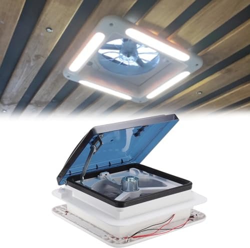 RV Dachventilator 12V, Wohnmobildach Abluftventilator Lüfter mit LED-Licht, Air Belüftung für Wohnmobil Dachventilator Dachlüfter Reversibler Abluftventilator, Dachfenster Dachhaube Vent