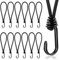 TaoTazon Spanngummi mit Haken 12 Stück, Expander mit Haken 16 cm, Multifunktional Hochbelastbare Planenspanner Gummispanner mit Haken für Stationäre Transportanhänger Banner Plakate Zelte (Schwarz)