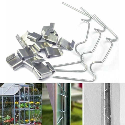 Clips de vitrage de serre, clips en acier inoxydable pour fixation de serres en verre, accessoires de fixation (50 clips Z + 50 clips W)