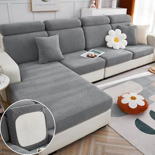 Generisch Sofabezug für Eckcouchen 2-Sitzer, Stretch-Bezug rutschfest & wasserdicht mit Armlehnen, Universell für Sofas 120-220cm (Dunkelgrau)