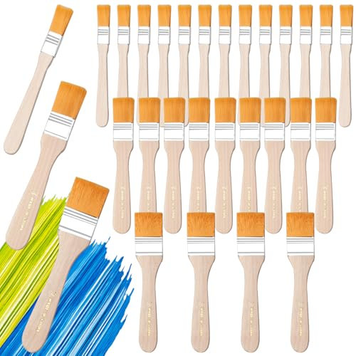 35 Stück Kleine Flachpinsel 1,2cm/2.1cm/3cm Breit, Weiche Lackierpinsel Malerpinsel Pinsel Lack Fensterpinsel mit Holzgriff für Pinsel Farben Kunst Malerbedarf Lacke Malerei DIY Streichen von Wänden