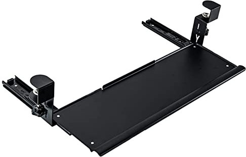 FGDIUCVN Ausziehbare Tastaturablage für unter den Schreibtisch, Tastaturablage, Maushalter – mit C-Klemme, einfach zu befestigen, kein Bohren nötig, Tastaturschublade 60 x 20 cm/Schwarz/60