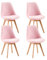 EGGREE 4er Set Esszimmerstühle Zeitgenössisches Design,Gepolsterter Stuhl aus Schafwolle, Küchenstuhl Essstühle mit Massivholz Buche Bein SGS Geprüfter,Rosa