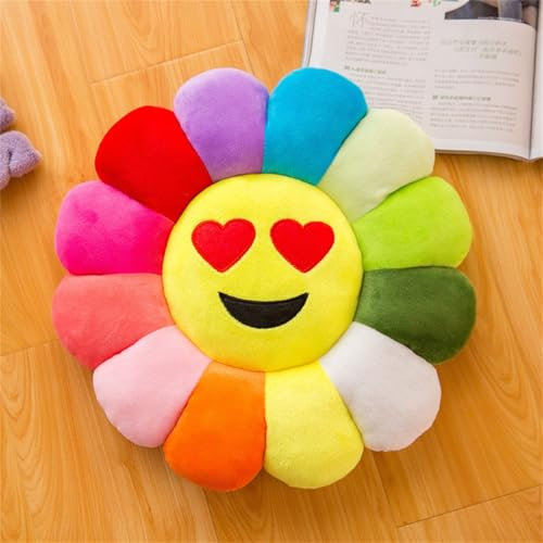 champracer Sonnenblumen-Bodenkissen für Kinder, Weiches Plüschkissen, Sofakissen, weiches Sitzkissen, für Kinder, zum Lesen, Fernsehen, Schlafzimmer, Dekoration (Herz, 40 cm)