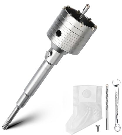 Juego de brocas de 70 mm con adaptador SDS Plus de 220 mm y broca de centrado de 8 x 110 mm, para mampostería y hormigón