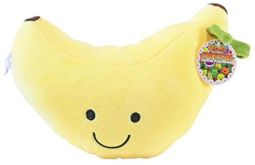 Kögler 97361 - Supersofte Plüsch Banane, Freche Früchtchen Squishy, flauschig-kuscheliges Plüschtier mit Gesicht, ca. 23 cm