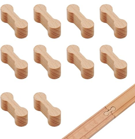 10 Stück Holzeisenbahn Zubehör, Wooden Brio Schienen, Schienenverbinder für Kinder Lego Spielzeug, Zug Connector, Wiederverwendbare