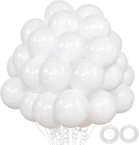 50 Stück Luftballons Weiß Ballons 12 Zoll Latexballon Weiß Partyballon Geburtstag Dekoration Supplies Neujahrsdekoration