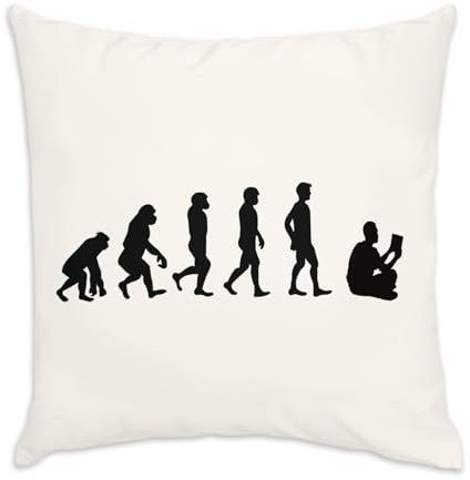 Kissen aus Samt, weiß, Evolution Lesen, Roman Science Fiction – 40 x 40 cm – samtige Haptik – Bezug und Kissen inklusive
