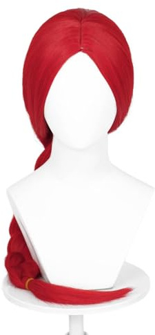 COSPLAZA Rote lange Jessie Perücke Mädchen Perücke Zopf Mittelscheitel Cosplay Perücken