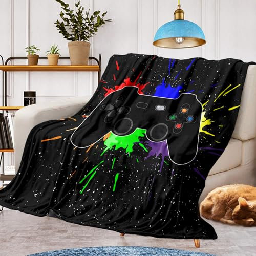 Decke Gamepad Kuscheldecke,Warm und Flauschig Kinder Gamer Decken Flanelldecke,mikrofaser Couchdecke Raumdekoration(Gamepad B, 130x150cm)