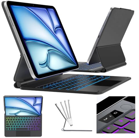 FOGARI iPad Air 11 Keyboard Case (M3/M2,2025/2024),iPad Pro 11 (4th/3rd/2nd/1st Gen) & iPad Air 5th/4th Magic Case, Multi-Touch Trackpad, Backlit UK Version – Black