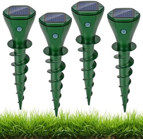 Glovios Maulwurf Vertreiber Solar Maulwurfschreck Ultraschall Maulwurfvertreiben Wühlmausschreck Wasserdicht IP65 Maulwurfbekämpfung für Garten Rasen