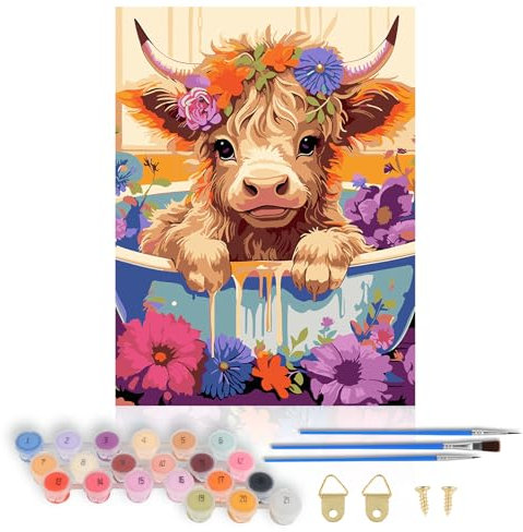 CRESZZLE Malen nach Zahlen Erwachsene & Kinder, DIY Ölgemälde Leinwand Kit, Malen nach Zahlen Tiere, Perfekt für Anfänger, Malset für Zuhause, Geschenkidee für Wanddekoration (40x50cm)