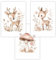 Kinderzimmer Wandbilder, Waldtiere, 3er Set Din A4 (21x30cm), Rehe und Fliegenpilz, Rose und Beige, Aquarell Kunst, Babyzimmer Deko, Kinderzimmer Deko, für Mädchen, OHNE RAHMEN (Din A4)