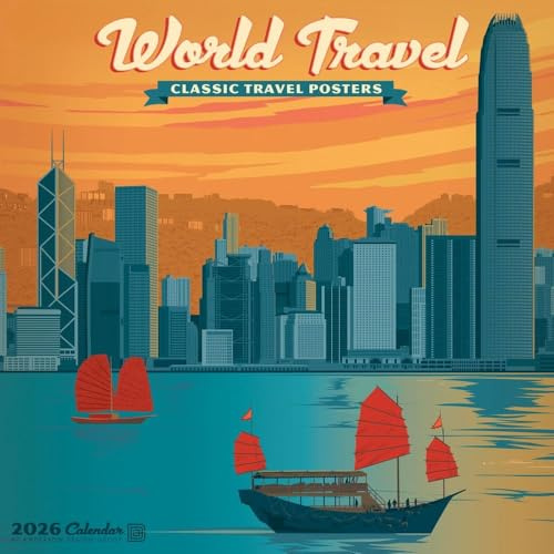 Willow Creek Press, World Travel Classic Travel Posters 2026 Wall Calendar, 12'' X 12'', 18-Month Calendar with Stapled Binding