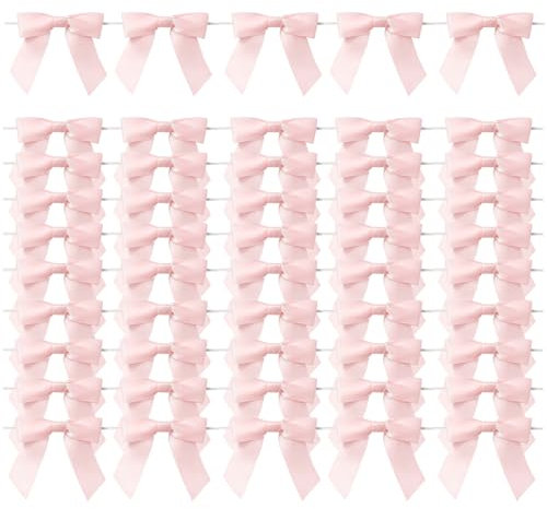 MORSUNBELA 50 pièces Rubans Cadeaux Noeud en Ruban, 9cm Noeuds de Ruban pour Deco Mariages Emballages Cadeaux d'anniversaire Noël de Cadeaux de Fête, Rose pâle