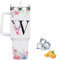 FOLAI Travel Mug,Drink Flasks for Hot & Cold,Stainless Steel Double Wall Vacuum Insulated Coffee Water Bottle, 40oz Tumbler with Straw and Lid Handle,Letter Printed Personalised Gifts(W)