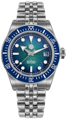 San Martin Taucher-Herrenuhr, 40 mm, 9015, Emaille, Sunburst, automatisch, mechanisch, wasserdicht, Stahl, Taucheruhr