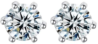 KnSam 750 Weißgold Ohrstecker Damen Echtschmuck, Ohrstecker 6 Klaue mit Moissanit, 18K Damen Ohrstecker, Silber