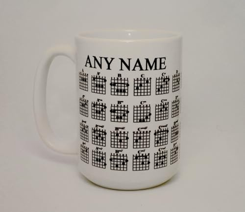 Guitar Chord Chart Big 15Oz Ceramic Mug Novelty Personalised Guitarist Gift