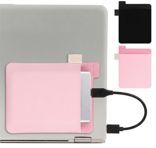 Tragbare Festplattenhülle für Laptop,2 Stück aufklebbare Maustaschen,Selbstklebende Taschenhalterung für Computerzubehör,Aufbewahrungstasche für Maus-Headsets für tragbare Externe USB-Kabel