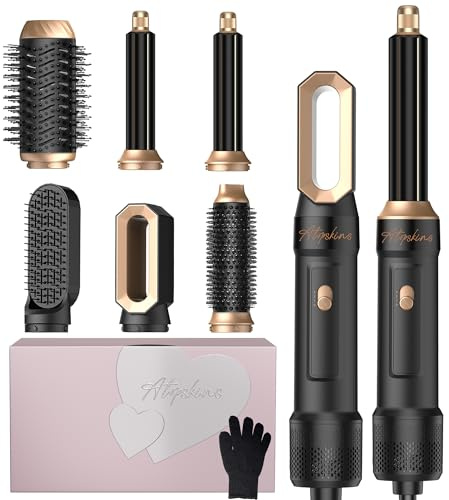 Pro Hairstyler Haarstyler Airstyler 6 in 1 Hairstyler set,Atopskins Ionen Föhnbürste mit 30mm Warmluft-Lockenstab | 1000W Haartrockner Föhn für Volumen, Trocknen, Glätten & Locken
