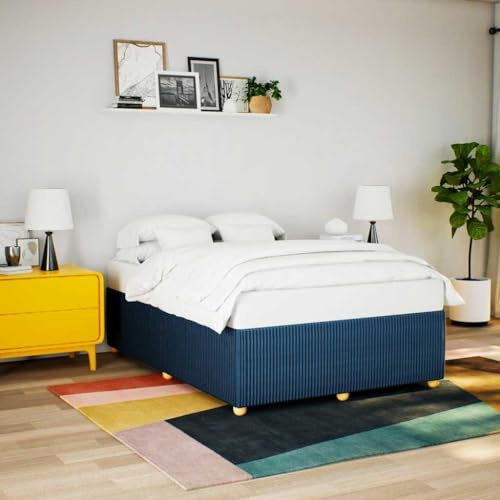 HaoChrymec Bettgestell ohne Matratze Stoff Blau, Modernes Design, Robust und Langlebig, polsterbett, einzelbett, Für Schlafzimmer, 140x190 cm