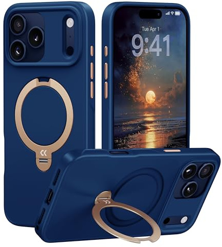 CASEKOO Marine Blue Designed for iPhone 17 Pro Max Case with Spin Magnetic Stand [16FT Military Protection] [Non-Slip Edge] [Fit for MagSafe] MagicStand 360 for iPhone 17 ProMax case 6.9''