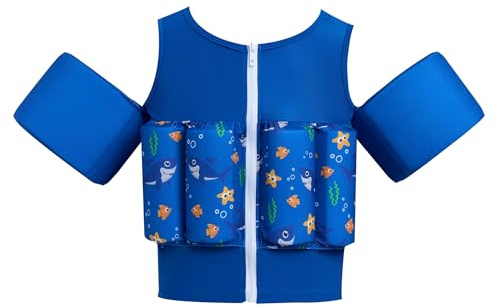 Gogokids Kinder Schwimmweste mit Abnehmbaren Auftriebselementen, Schwimmflügeln mit Reißverschluss als Schwimmhilfe für Kleinkinder von 1-6 Jahr, Schwimmgurt Kinder Weste für Pool, Strand & Schwimmen