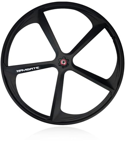 700C Laufradsatz Schwarz 5 Speichen Fixie Fahrrad-Laufradsatz Mag Fahrradrad Felgen Vorne Hinten 100/120 Mm V-Bremse for 23-28C Rennrad(Front)