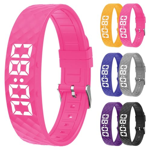 CEWROM Vibrationswecker Armband, Vibrationsalarm Erinnerung Uhr, Silent Vibrating Alarm Reminder Watch mit Timer und 8 täglichen Alarmen,Trinkerinnerung für Alte Menschen Medikamenten Wecker (Rosa)
