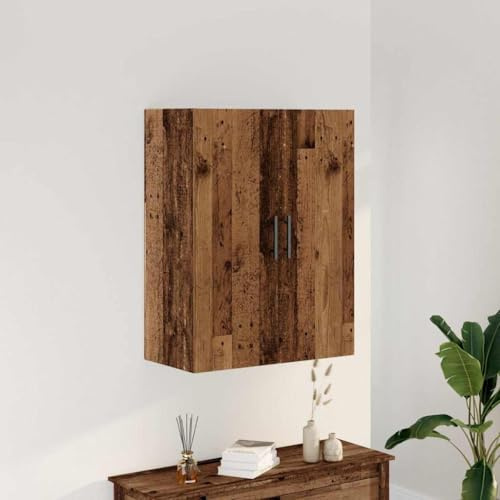 WHOPBXGAD Wandschrank Altholz-Optik 69.5x34x90 cm, Hängeschrank für Wohnzimmer & Schlafzimmer, Vintage Holz Optik, Wandmontage, Viel Stauraum, Moderner Kleiderschrank