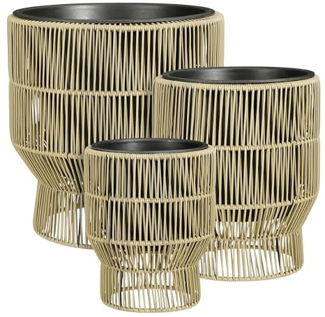 MICA Decorations Peta Pflanzenständer – Set von 3 – Pflanzentopf für Blumen und Außenpflanzen – Für den Außenbereich – Grün