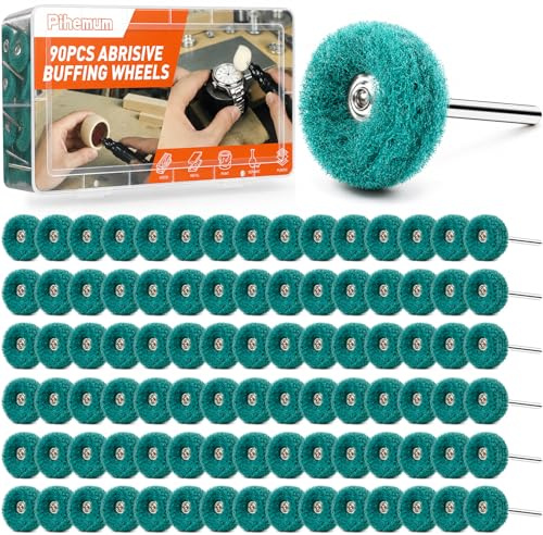 Lot de 90 roues de polissage abrasives – Tige de 0,3 cm, grain 80-800, 15 roues de polissage en feutre de laine, kit de polissage pour métal, bijoux, bois, verre