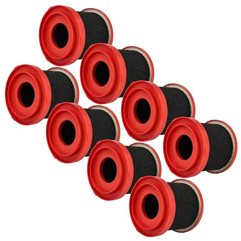 vhbw 8x Nassfilter kompatibel mit Milwaukee M12FVCL, M18FPOVCL, M18VC2, 0970-20 - M18 Staubsauger - Schaumstoff/Kunststoff Rot Schwarz