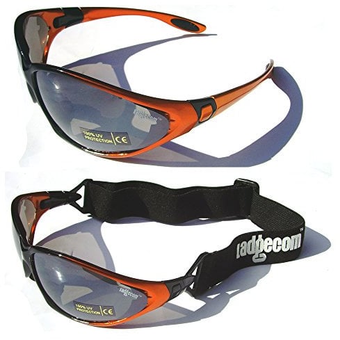 Ladgecom Orange All-Weather Sunglasses & Goggles with Head Strap for Cycling, Running & Ski Sports