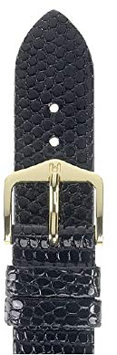 HIRSCH Lizard Medium Black Leather Watch Strap 01766150-1